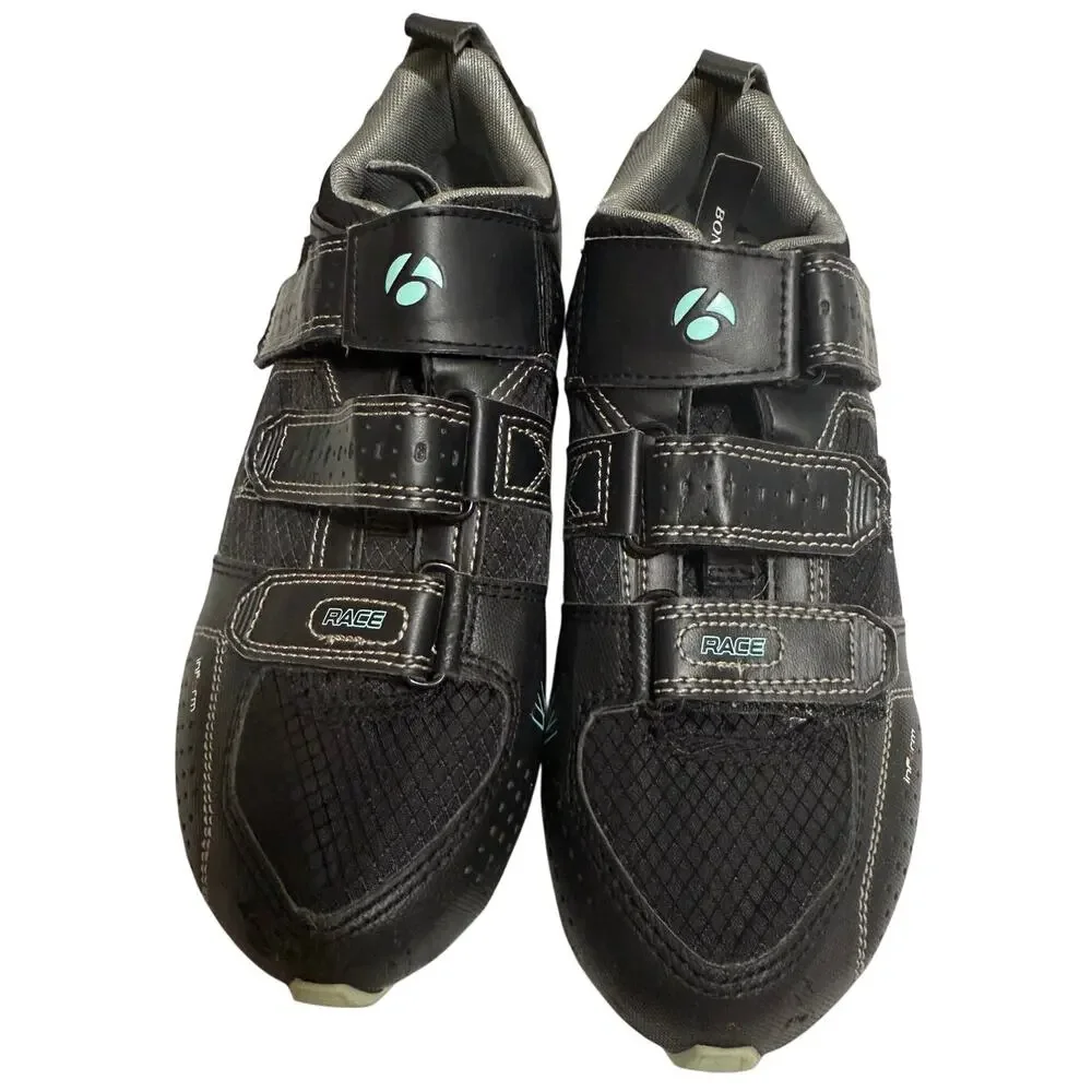 Bontrager Road Cycling Shoes US Size 6.5 Black & Teal Inform Footbed